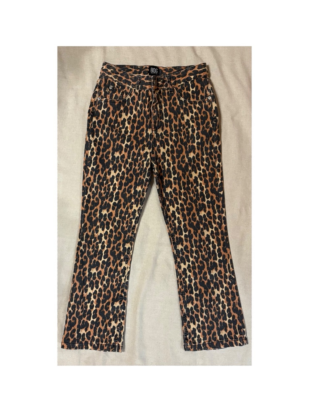 BDG Leopard-Print Bootcut Pants in Brown and Black